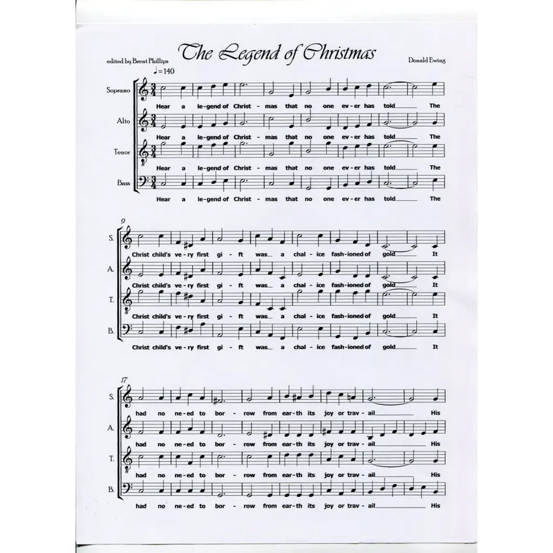 awaysheetmusic digital Acapella Christmas songs: choir: The Legend of Christmas