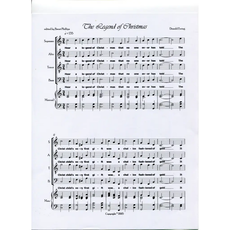 awaysheetmusic digital Acapella Christmas songs: choir with organ: The Legend of Christmas