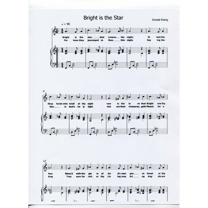 awaysheetmusic digital Christmas sheet music: solo voice with piano: version 2:  Bright is the Star
