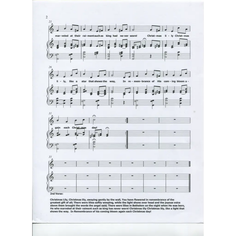 awaysheetmusic digital Piano hymnal sheet music: voice with piano: Christmas Lily
