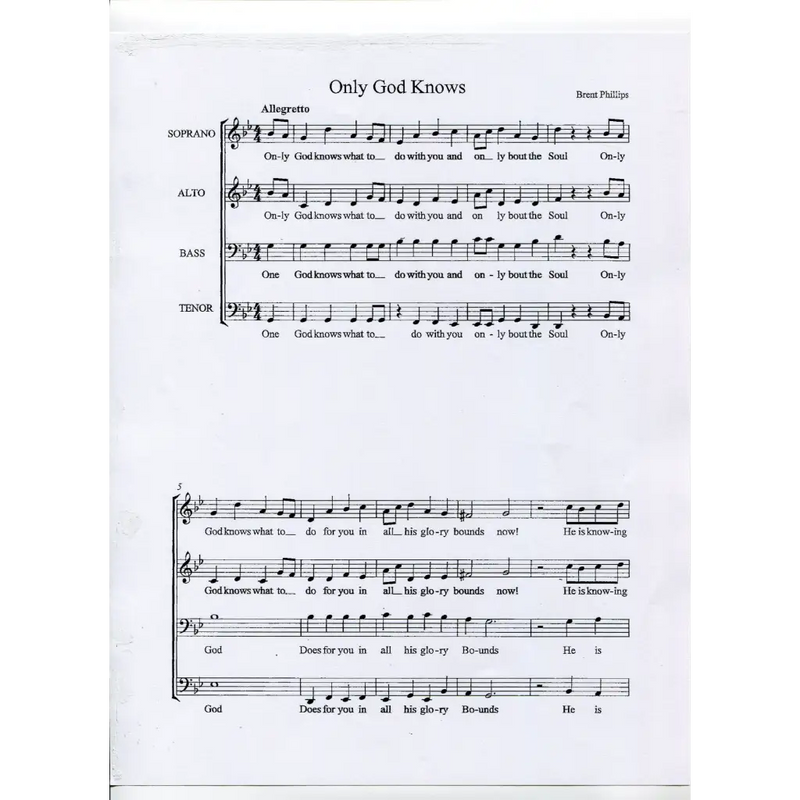 awaysheetmusic digital Christian sheet music: acapella choir: Only God knows