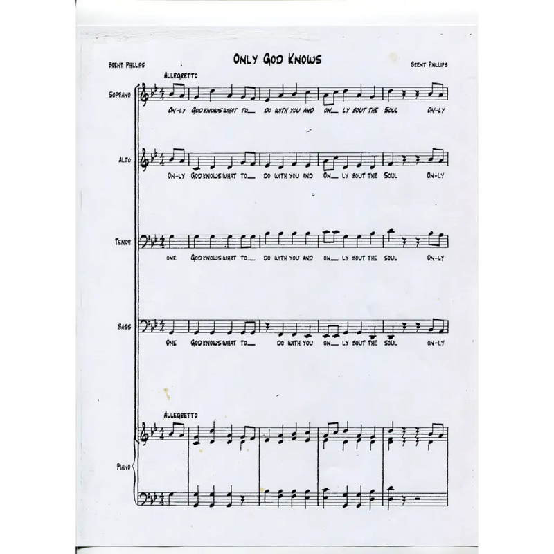 awaysheetmusic digital Christian sheet music: choir with piano: Only God knows
