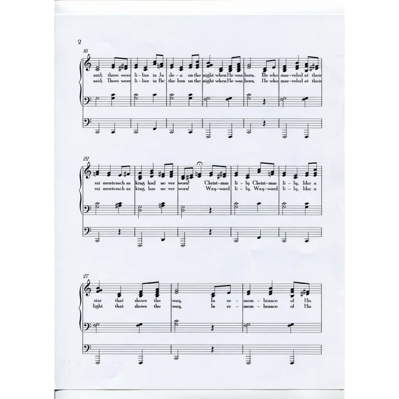 awaysheetmusic digital Christmas sheet music: double voice with organ: version 2:  Christmas Lily