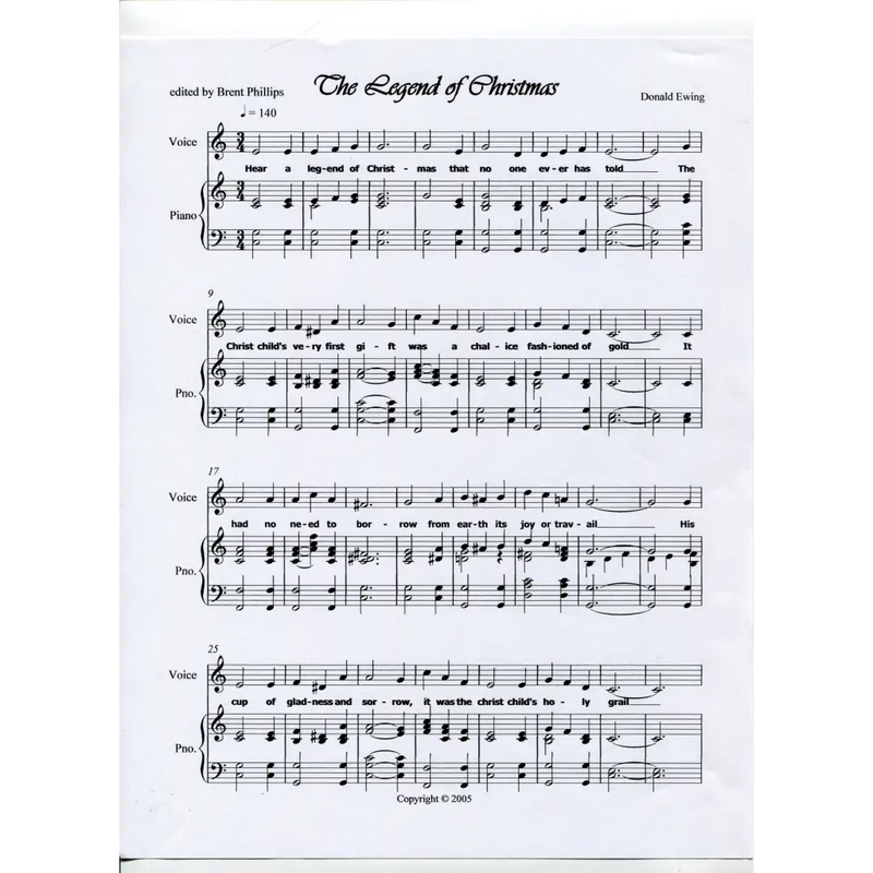 awaysheetmusic digital Christmas sheet music: solo voice with piano: The Legend of Christmas