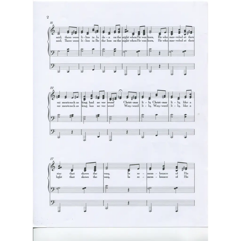 awaysheetmusic digital Organ sheet music for beginners: voice with organ: Christmas Lily