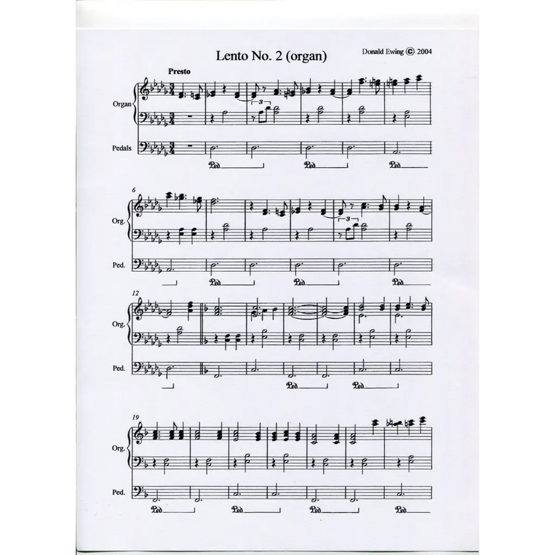 awaysheetmusic digital Organ sheet music: Lento No. 2
