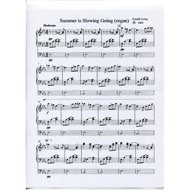 awaysheetmusic digital Organ sheet music: Summer is slowly going