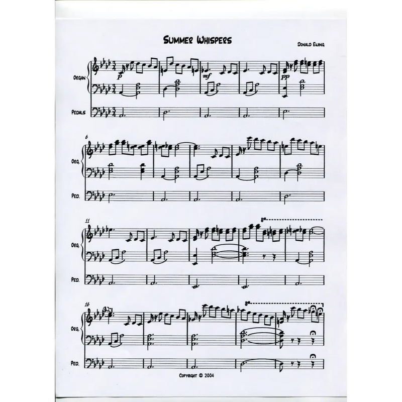 awaysheetmusic digital Organ sheet music: Summer whispers