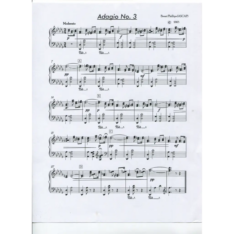 awaysheetmusic digital Piano sheet music:   Adagio No. 3